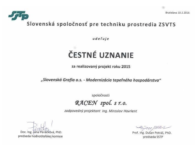 Slovenská Grafia – Modernizácia tepelného hospodárstva, Bratislava - Krasňany
